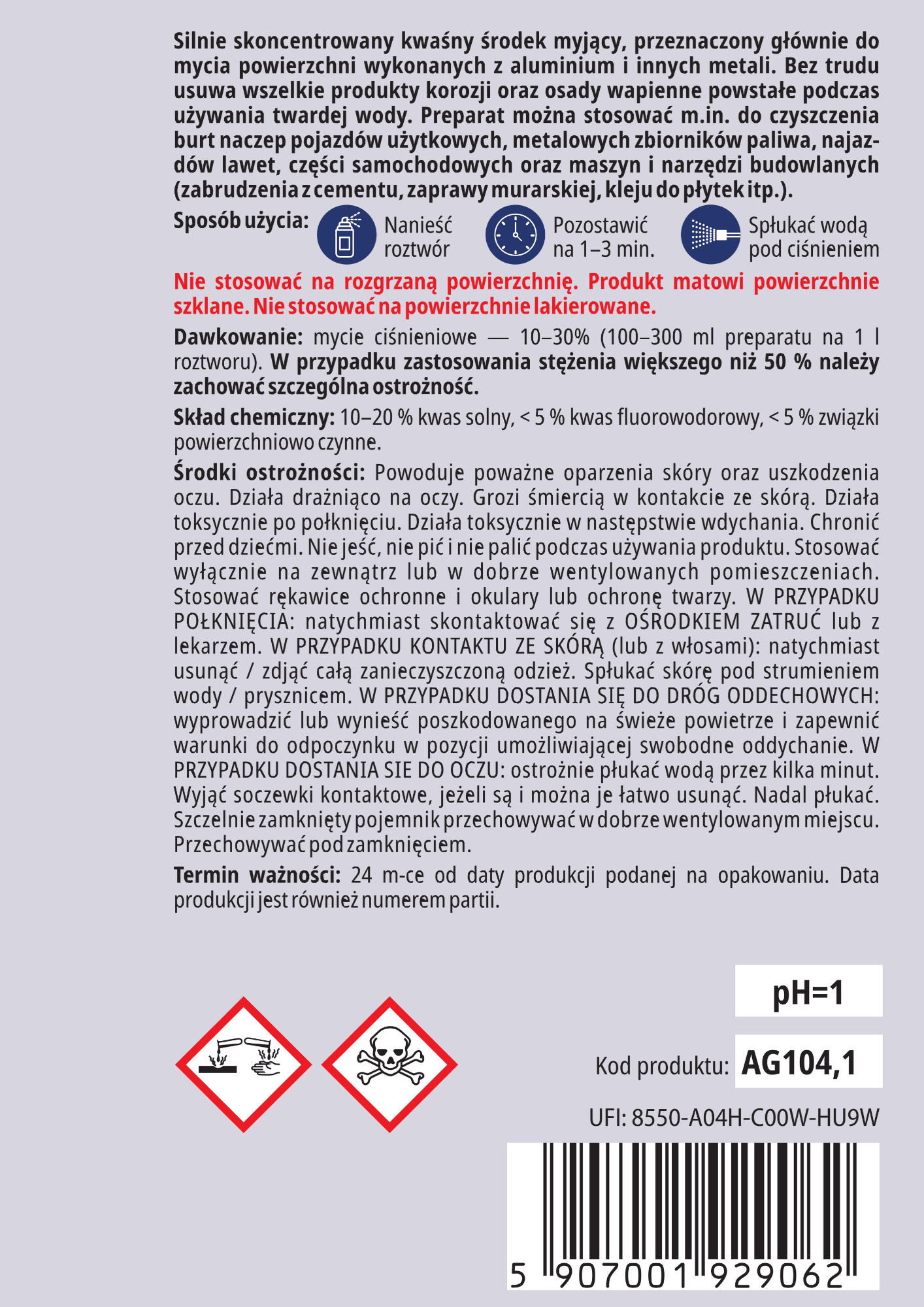 KONCENTRAT DO MYCIA POWIERZCHNI ALUMINIOWYCH 1000 ml 2