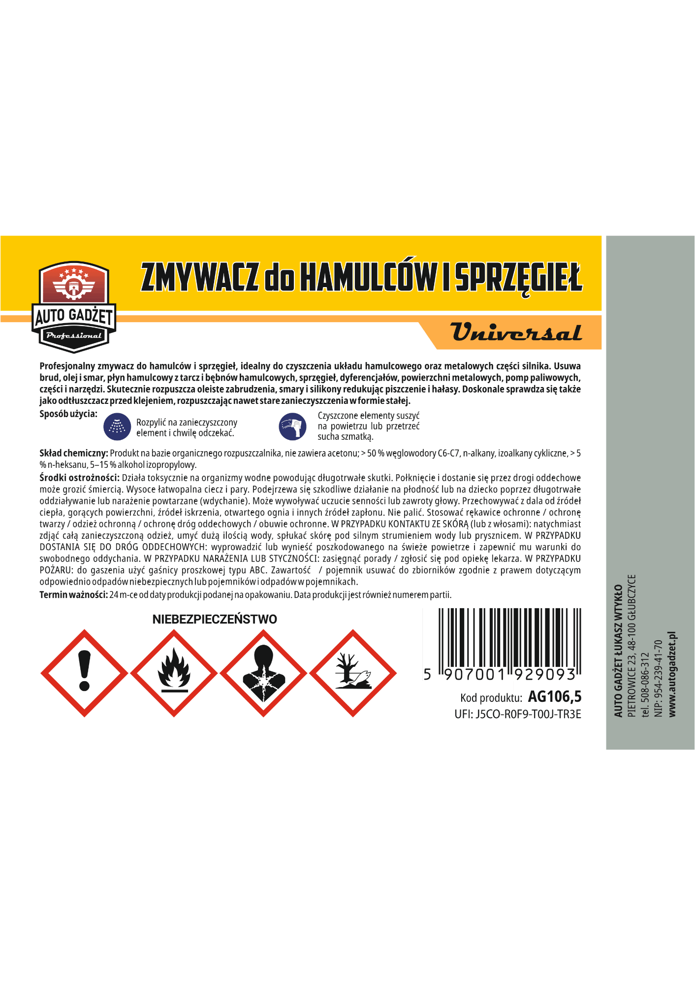 ZMYWACZ DO HAMULCÓW I SPRZĘGIEŁ 5 l 2